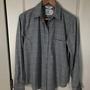 POWER OF MY PEOPLE gray plaid flannel shirt
